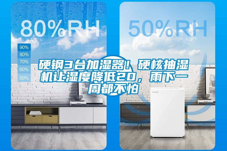 硬鋼3臺(tái)加濕器！硬核抽濕機(jī)讓濕度降低20，雨下一周都不怕